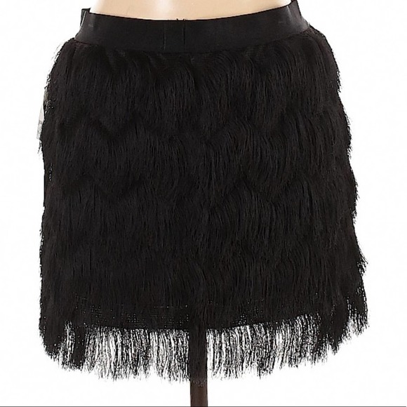 NWT Leith Black Fringe Flapper Mini Skirt LARGE - Picture 5 of 9